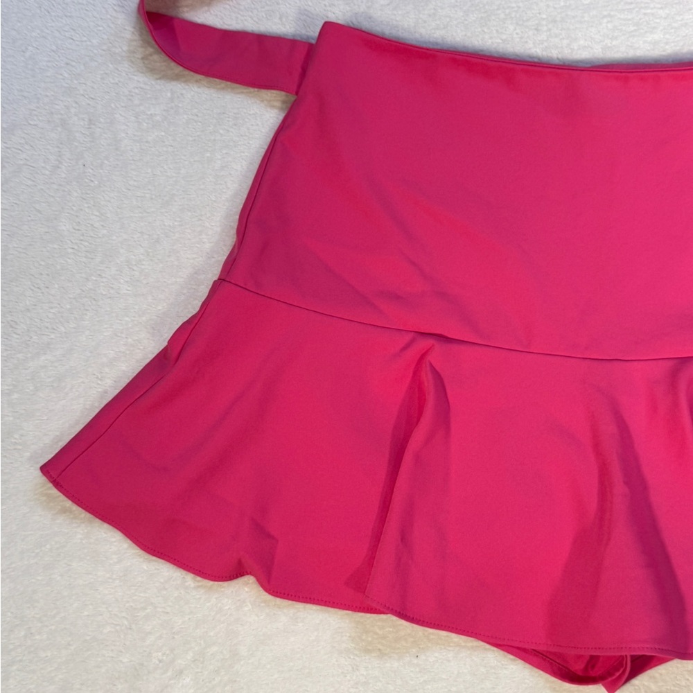 Zara XL Pink Skort High Waist Flowy Ruffle Skirt Shorts Summer Tie - Picture 3 of 12
